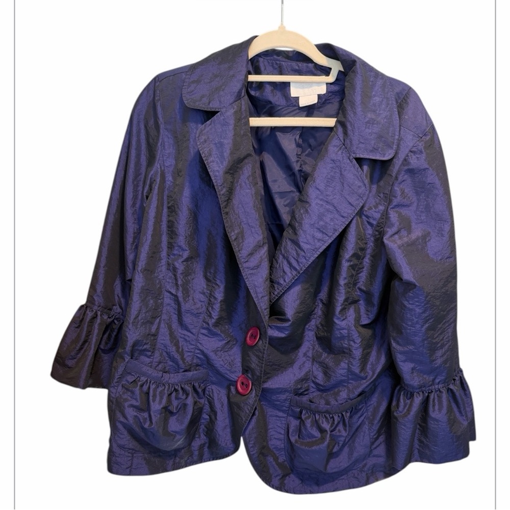 Women's Shimmery Purple Peplum Jacket XL